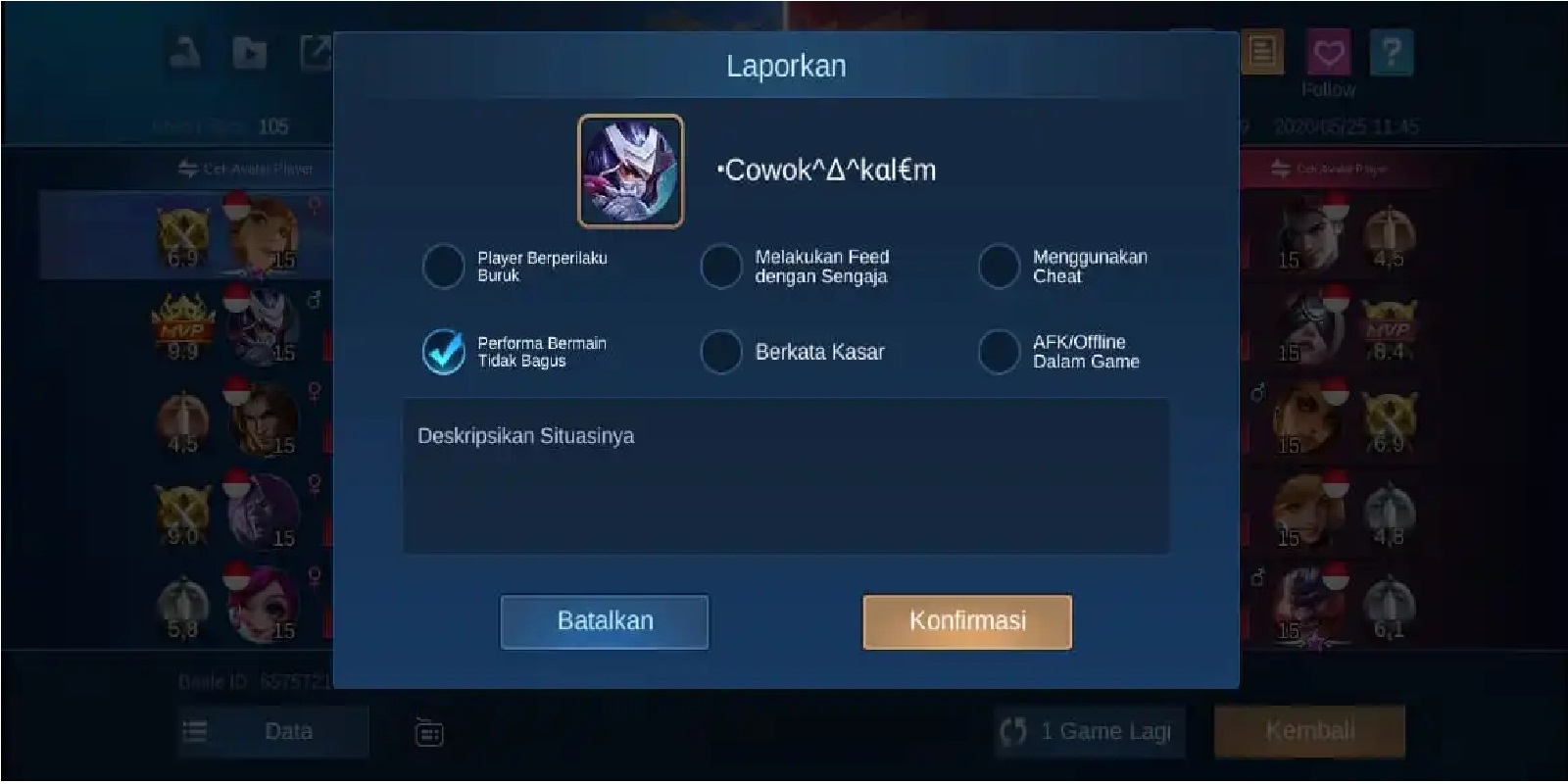 Report features in Mobile Legends - Esports