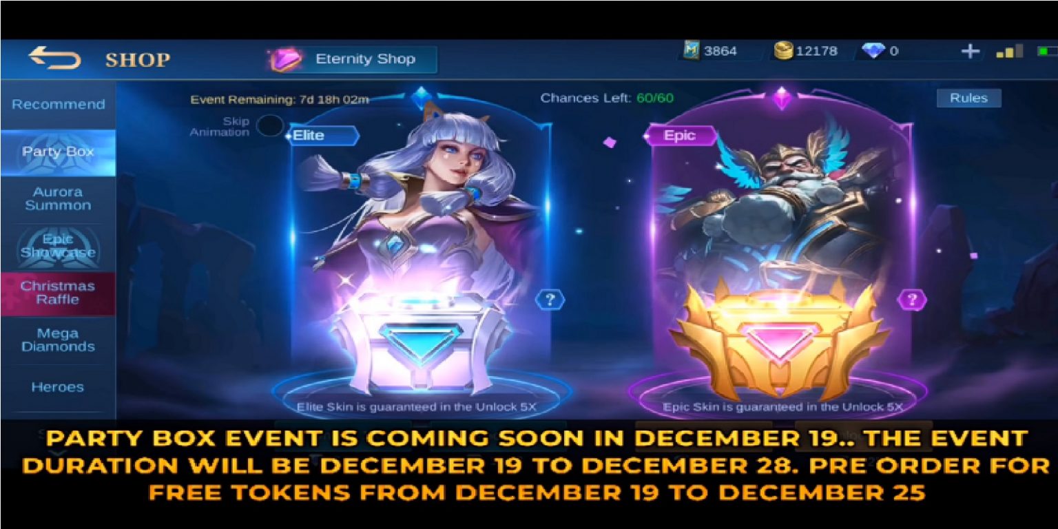 Party box Date December 2020 Skin Special Mobile Legends (ML) | Esports