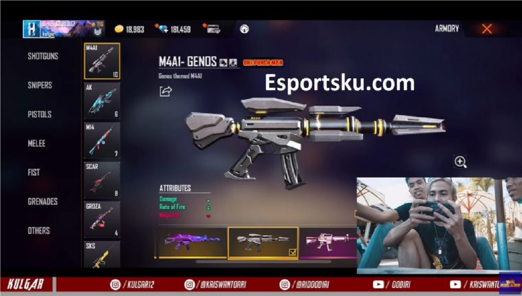 Free Fire Kulgar Review on The M4A1 Genos Skin (FF) - Esports