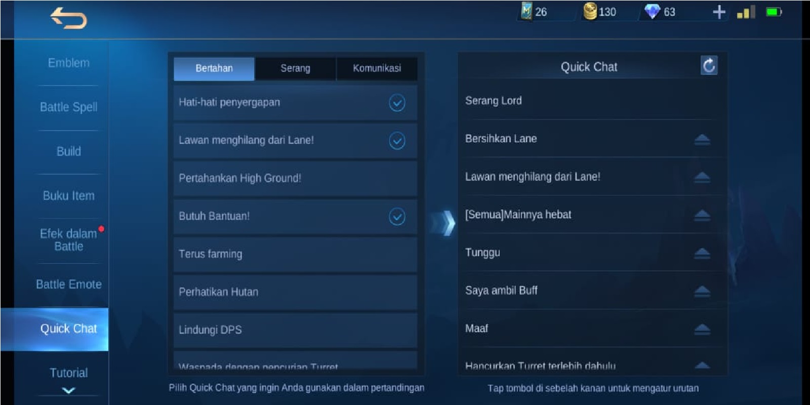 How to Change Quick Chat Mobile Legends (ML) Esports