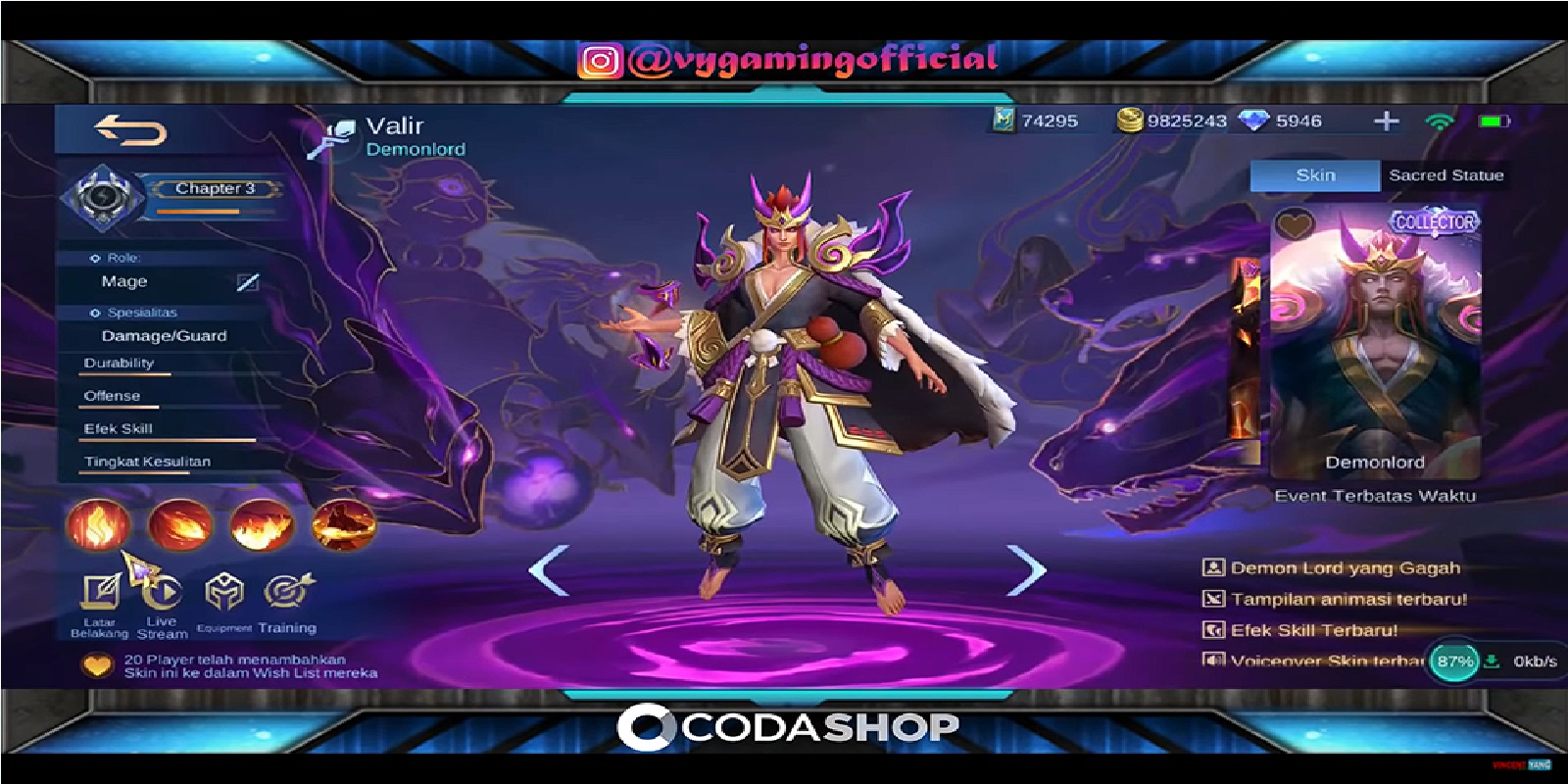 Price & How to Get Skin Collector Valir Demon Lord Mobile Legends (ML