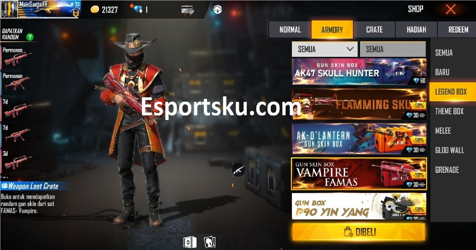 Tips to Get the Famas Vampire Skin in Free Fire (FF) | Esports