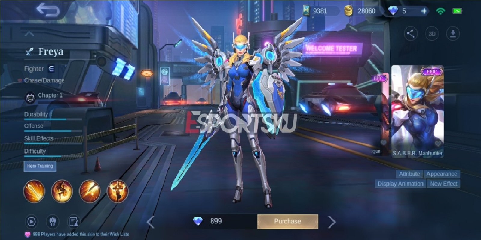 When will Freya SABER Manhunter's skin be released in Mobile Legends