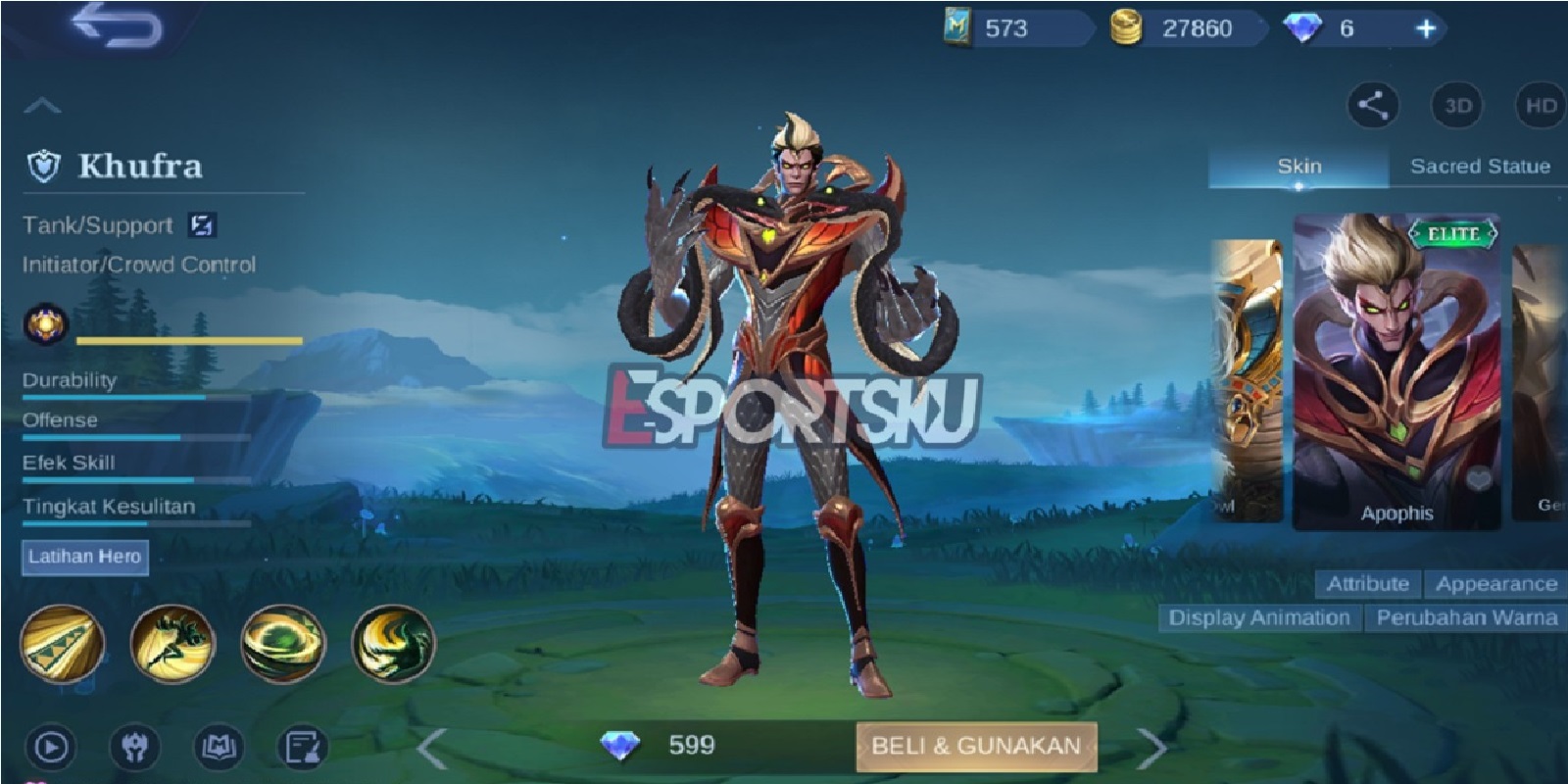 How to Get Apophis Khufra Skin Mobile Legends (ML) - Esports