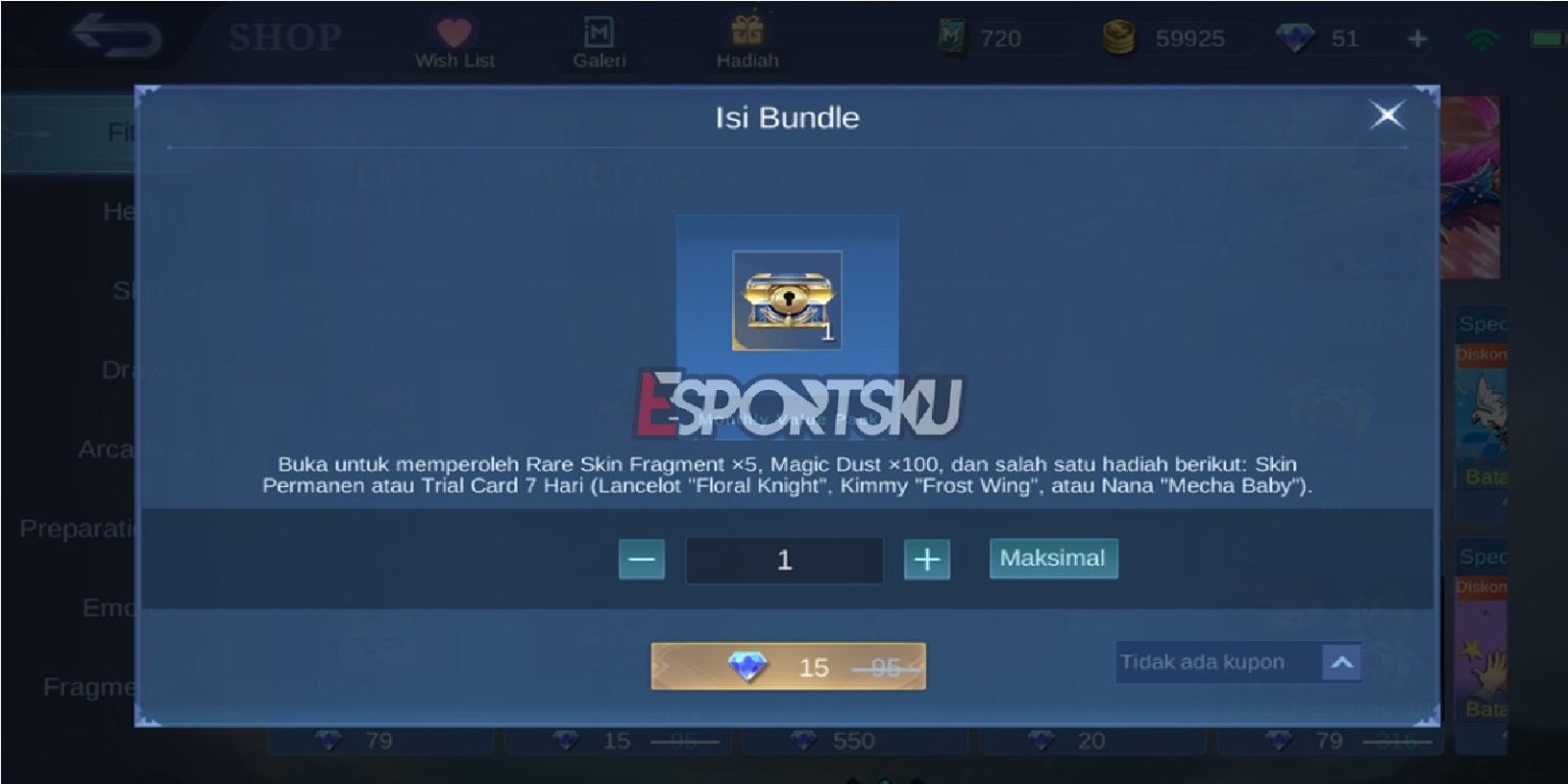 Contents Monthly Value Pack Mobile Legends (ML) Esports