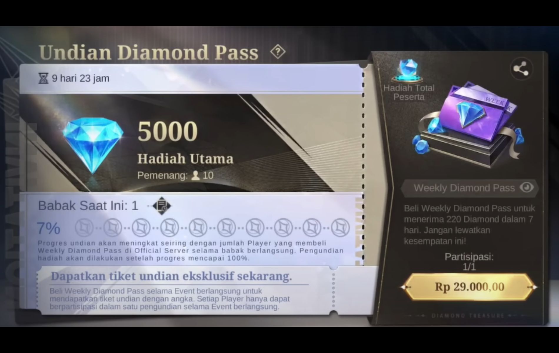 Compensation for 5000 Diamonds in Diamond Pass Draw Mobile Legends (ML ...
